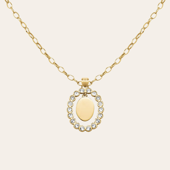 rosefield Oval Pendant Necklace Goud
