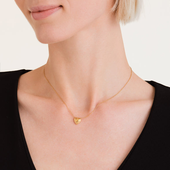 Rosefield Puffy Heart Necklace Goudkleurig