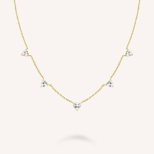 Rosefield Row Hearts Necklace Goudkleurig