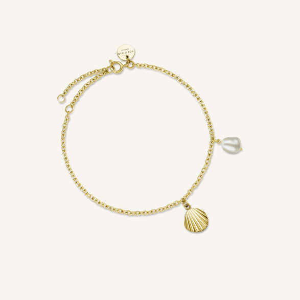 rosefield Shell and pearl bracelet Goudkleurig