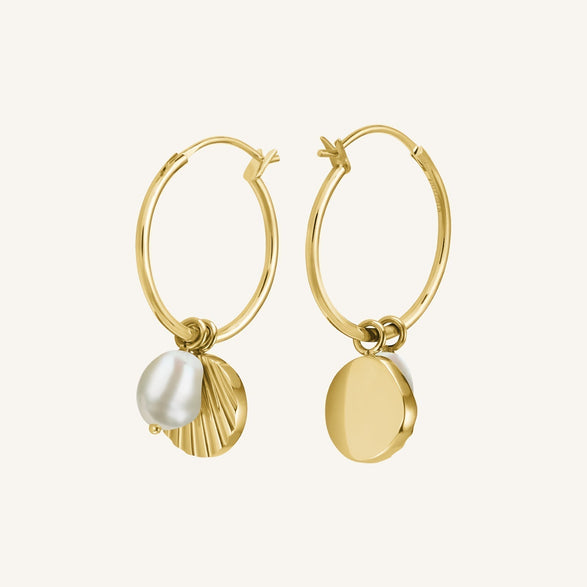 Rosefield Shell And Pearl Hoops Goudkleurig
