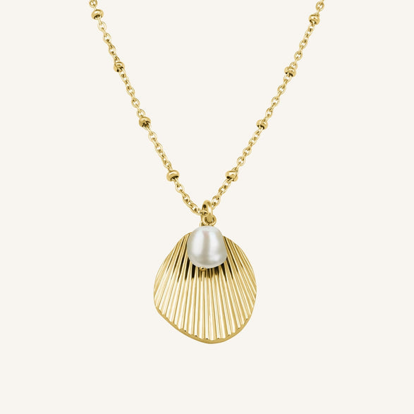 Rosefield Shell And Pearl Necklace Goudkleurig