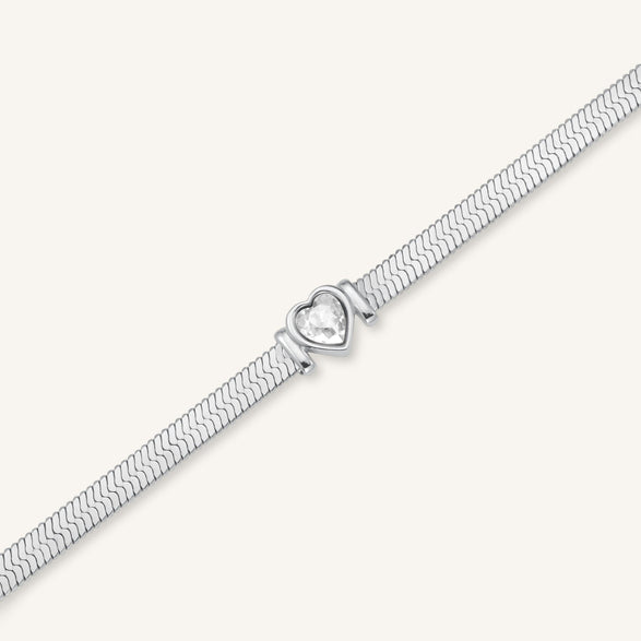 Rosefield Snake Heart Bracelet Silver