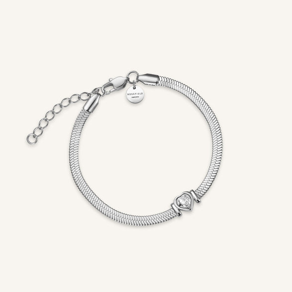 rosefield Snake Heart Bracelet Silver