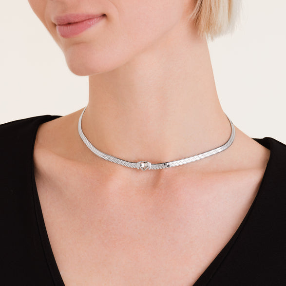 Rosefield Snake Heart Choker Silver