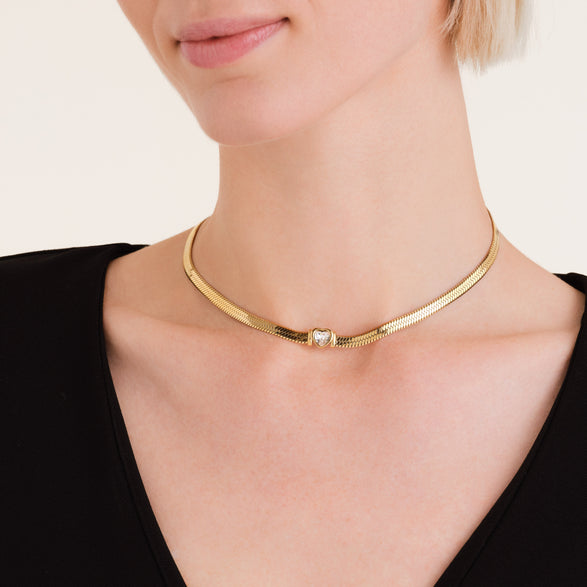 Rosefield Snake Heart Choker Wit