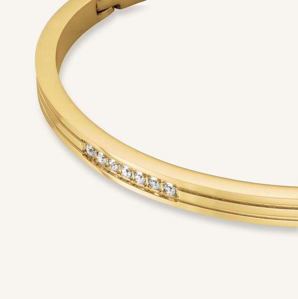 Rosefield Striped Crystals Bangle Goud