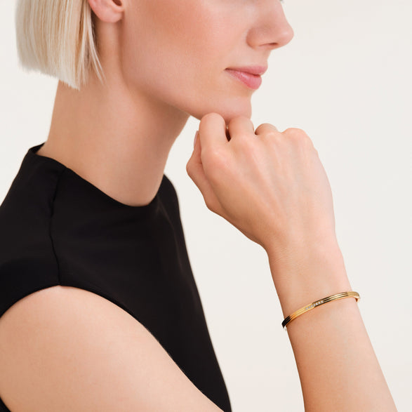 Rosefield Striped Crystals Bangle Goud