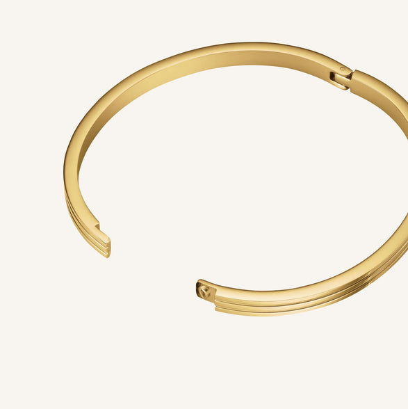 Rosefield Striped Crystals Bangle Goud