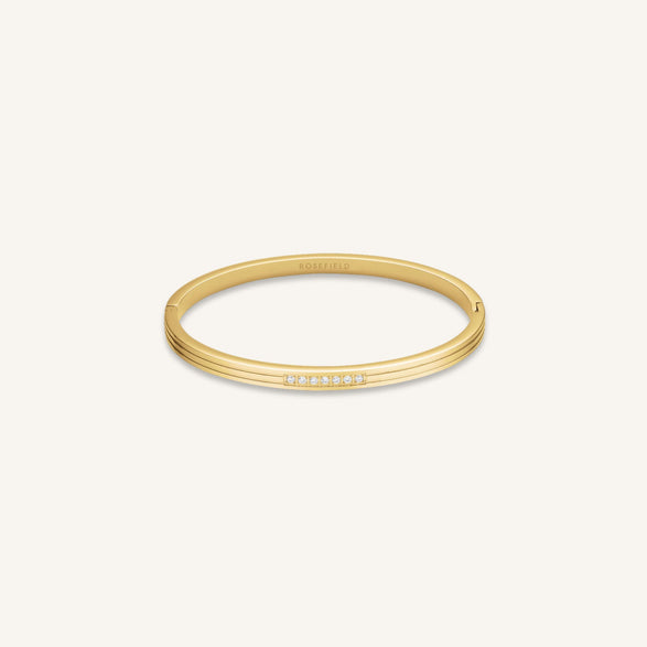 rosefield Striped Crystals Bangle Goud