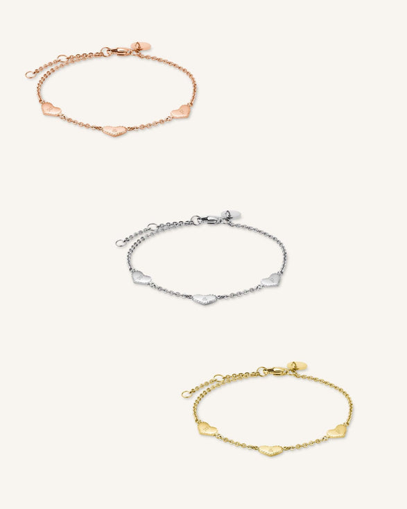 Rosefield Triple Heart Bracelet Goudkleurig