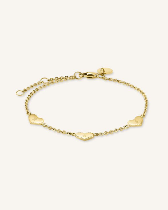Rosefield Triple Heart Bracelet Goudkleurig