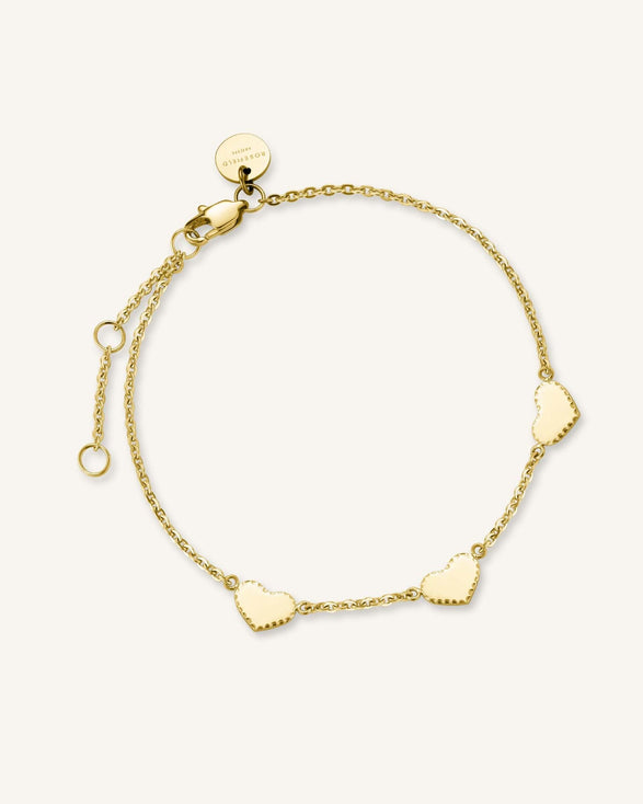 rosefield Triple Heart Bracelet Goudkleurig