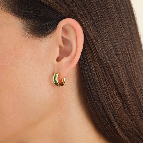 Rosefield Triple Hoop Emerald