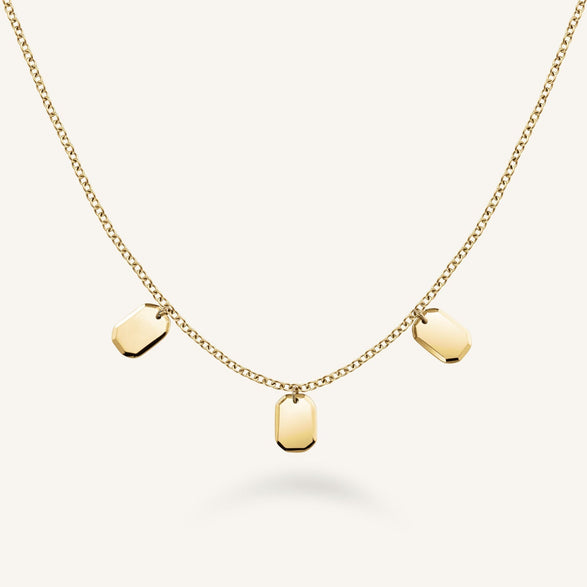 rosefield Triple Octagon Necklace Goudkleurig