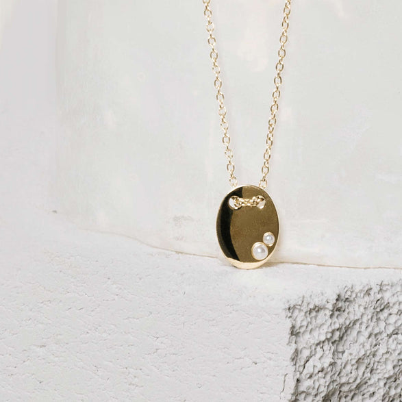 Rosefield Unite Pearl Necklace Goudkleurig