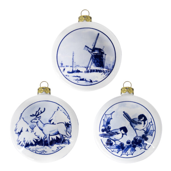 royal delft Kerstornamenten set vogels hert en molen