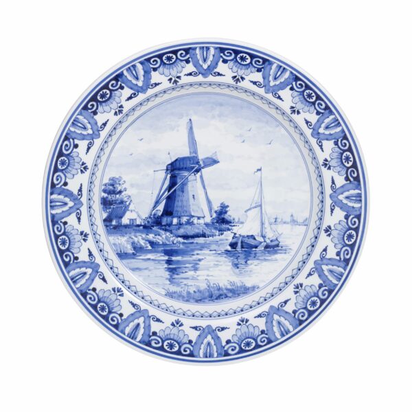 royal delft Bord molen en schip