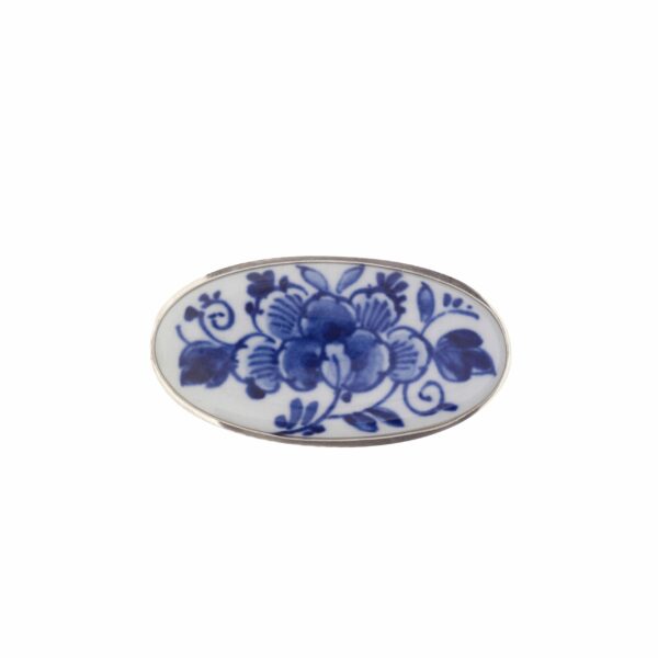 royal delft Broche bloem wit met speld