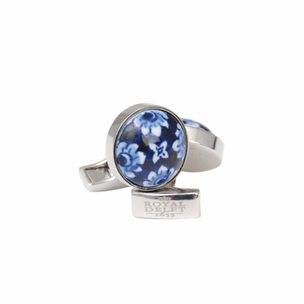 royal delft Manchetknopen rond bloem