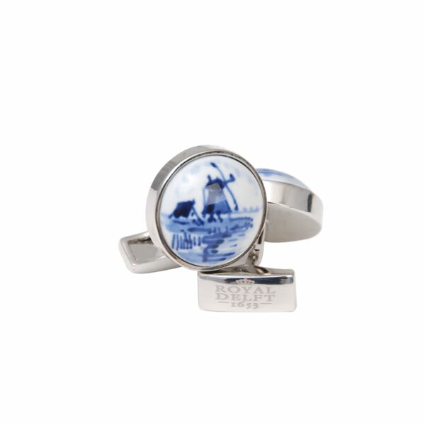 royal delft Manchetknopen rond molen
