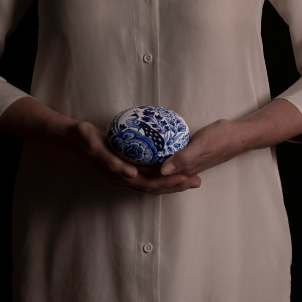 Royal Delft Memento Blue Pebble Bird In Paradise