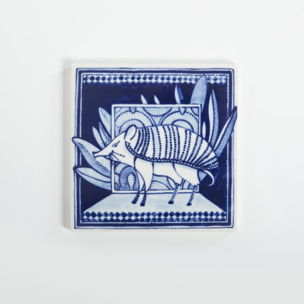 royal delft Tile Extinct Animals Armoured Boar