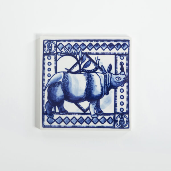 royal delft Tile Extinct Animals Dwarf Rhino
