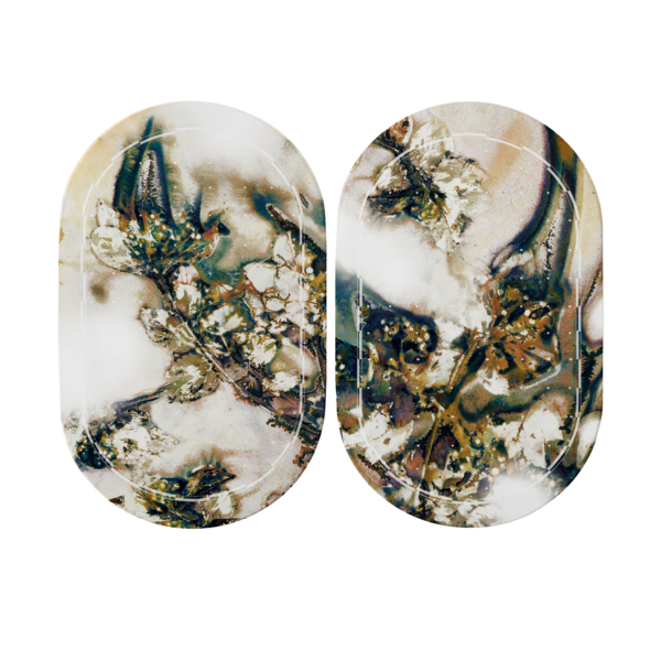 royal delft Wall Panel oval set | Elderberry green I en Elderberry green II