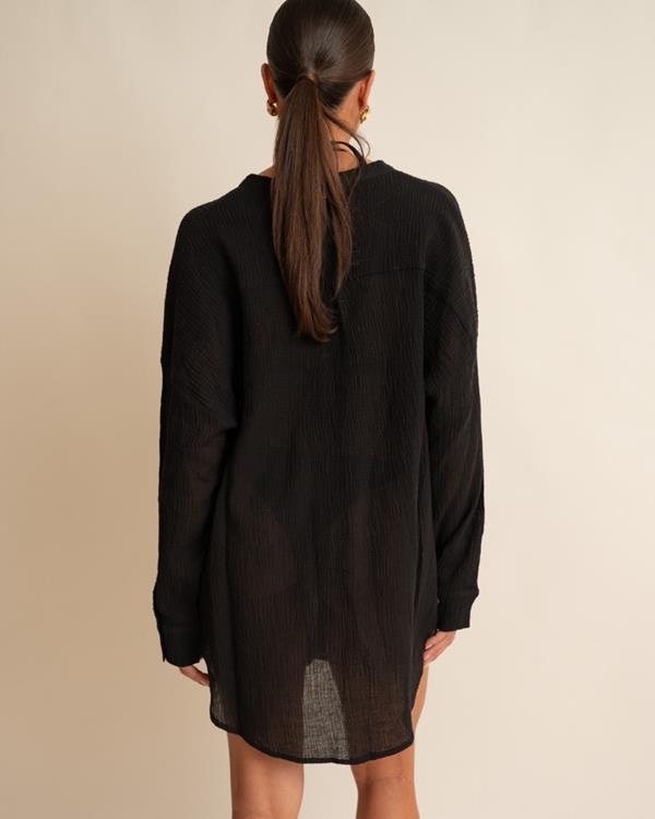 Sam Friday Beach Shirt Crinkle Black