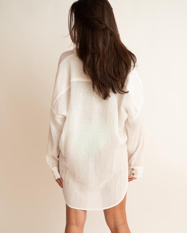Sam Friday Beach Shirt Crinkle Offwhite