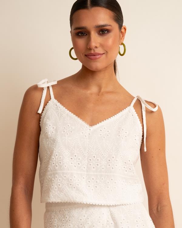 Sam Friday Broderie Cami Offwhite