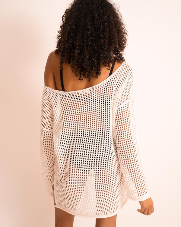 Sam Friday Crochet Knit Dress Pearl