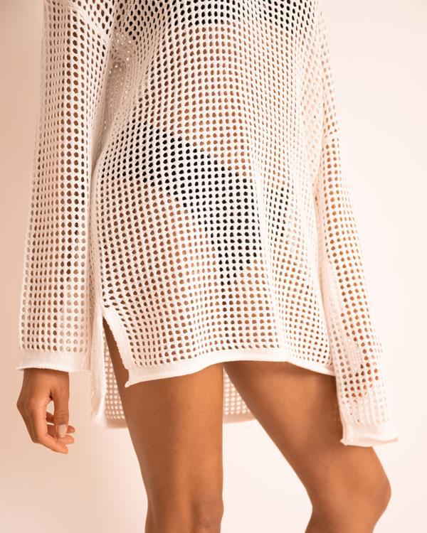 Sam Friday Crochet Knit Dress Pearl