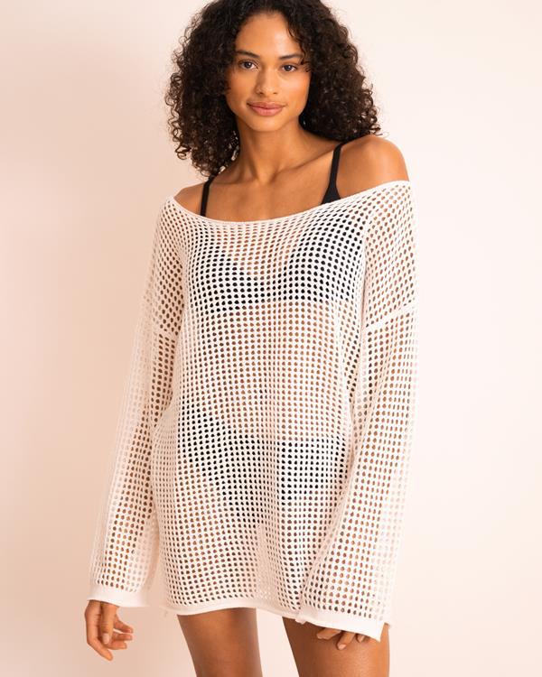 sam friday Crochet Knit Dress Pearl