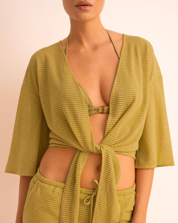 Sam Friday Crochet Wrap Top Olive