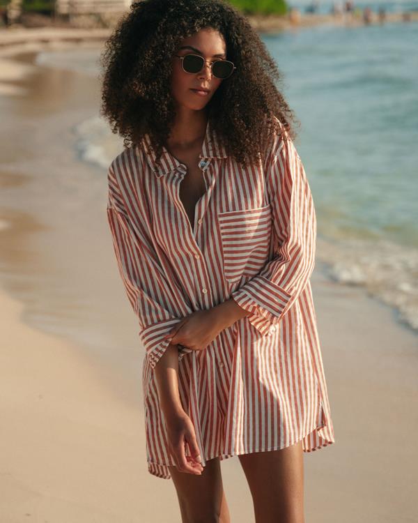 sam friday Stripe Beach Shirt Ruby Stripe