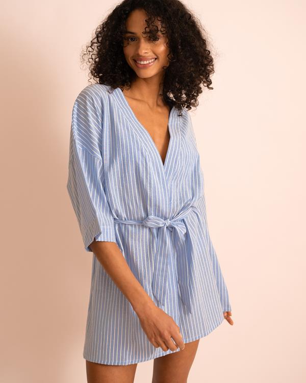 sam friday Stripe Kimono French Blue