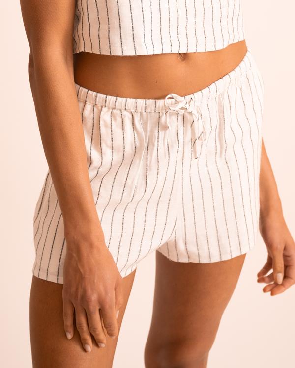 sam friday Stripe Linen Shorts Pearl