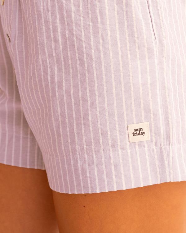Sam Friday Stripe PJ Shorts Lavender