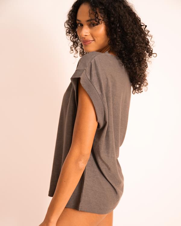 Sam Friday V-neck Linen Shirt Faded Black