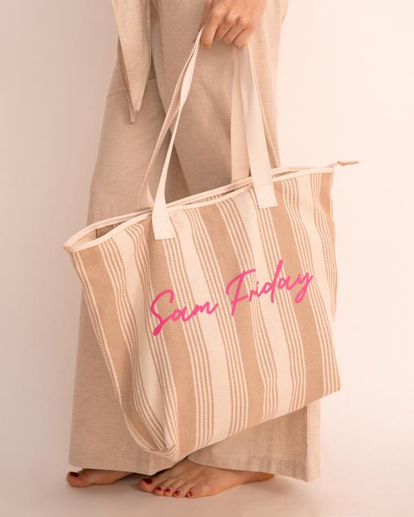 sam friday Woven Beach Bag Sand