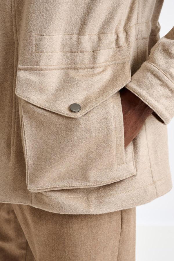 Scabal Beige 100% Cashmere Dartmoor Field Jacket Zeus