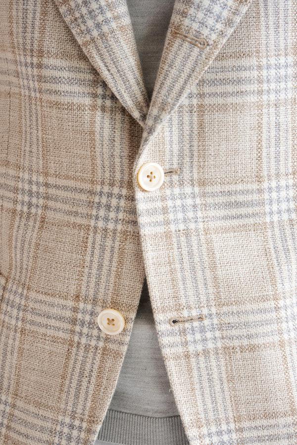 Scabal Beige Grey Cream Cotton & Linen Soho Jacket Amalfi Trend