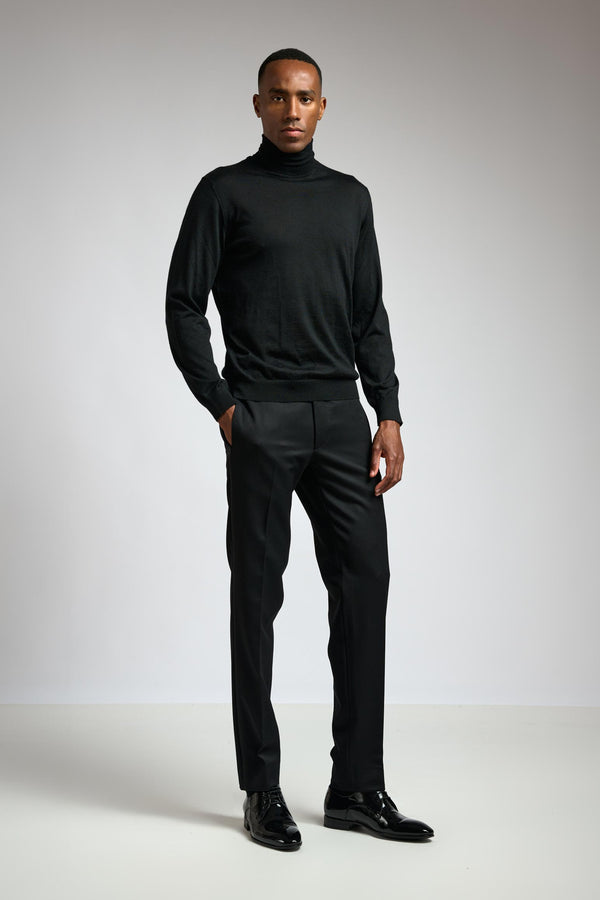 Scabal Black Cashmere & Silk Blend Telford Turtleneck Sweater