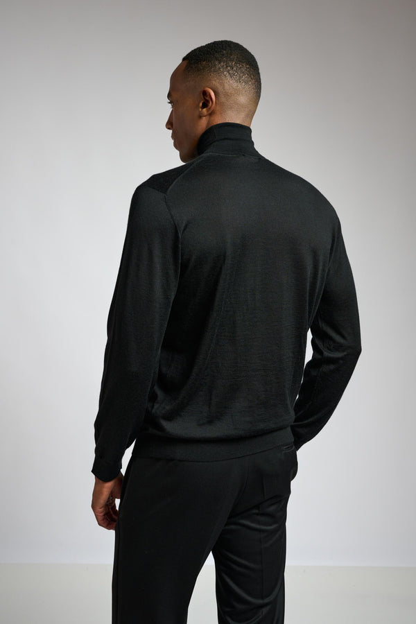 Scabal Black Cashmere & Silk Blend Telford Turtleneck Sweater