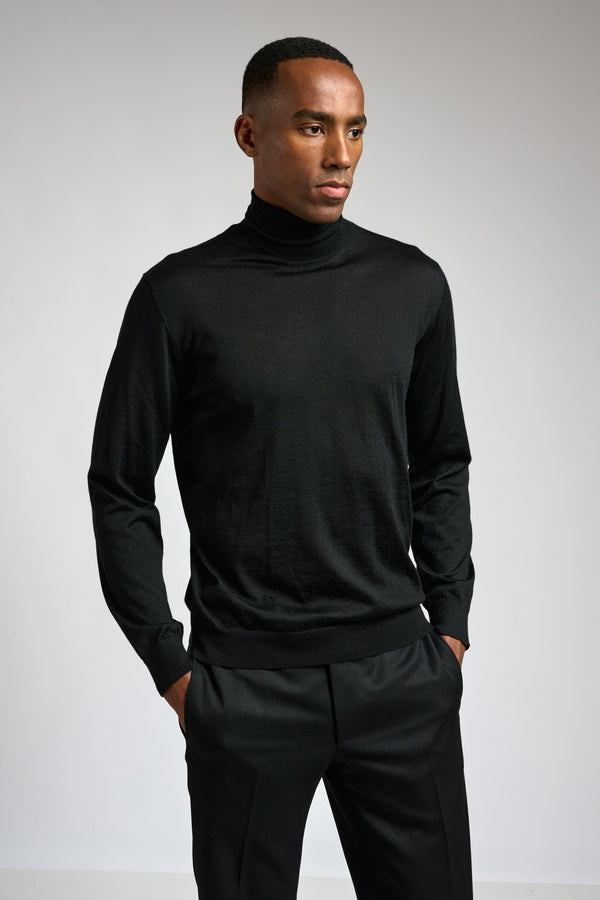 scabal Black Cashmere & Silk Blend Telford Turtleneck Sweater