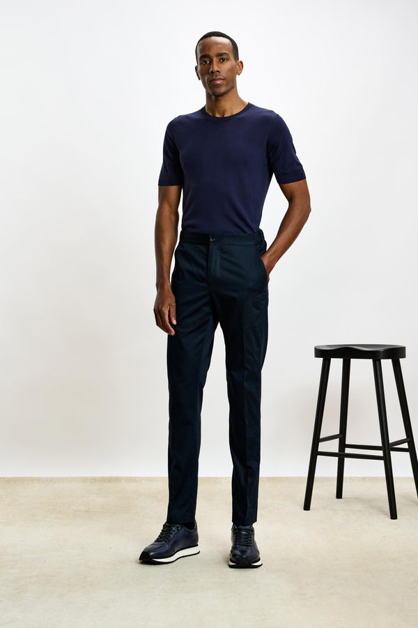 Scabal Black Perth Drawstring Trousers Cashmere Cotton