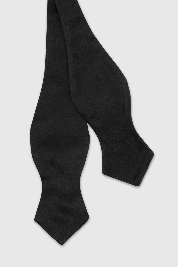 scabal Black Silk Satin Self-Tie Diamond Point Bow Tie