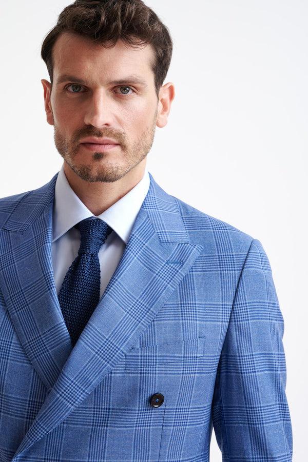 Scabal Blue Check Super 130's Wool Soho Jacket Mosaic